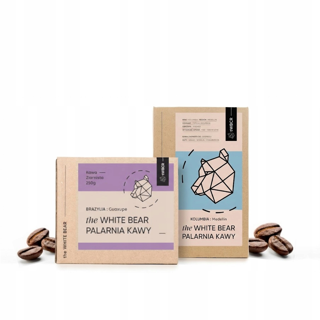 Levně Káva Arabica The White Bear Brazil Guaxupe/Kolumbie: Medellin 250 g/1000 g
