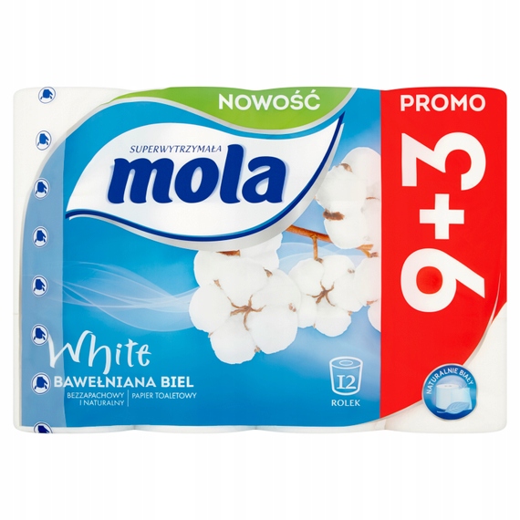 

Papier Toaletowy Mola 12szt Biały