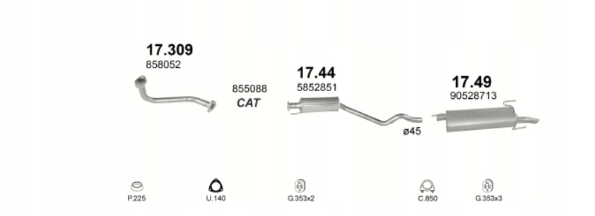 TŁUMIK ŚRODKOWY OPEL ASTRA 17.44 Białystok Typ samochodu Samochody osobowe