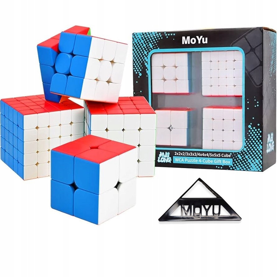 ORYGINALNE KOSTKI ZESTAW 4w1 Kostka 2x2 3x3 4x4 5x5 + ALGORYTMY + PODSTAWKA