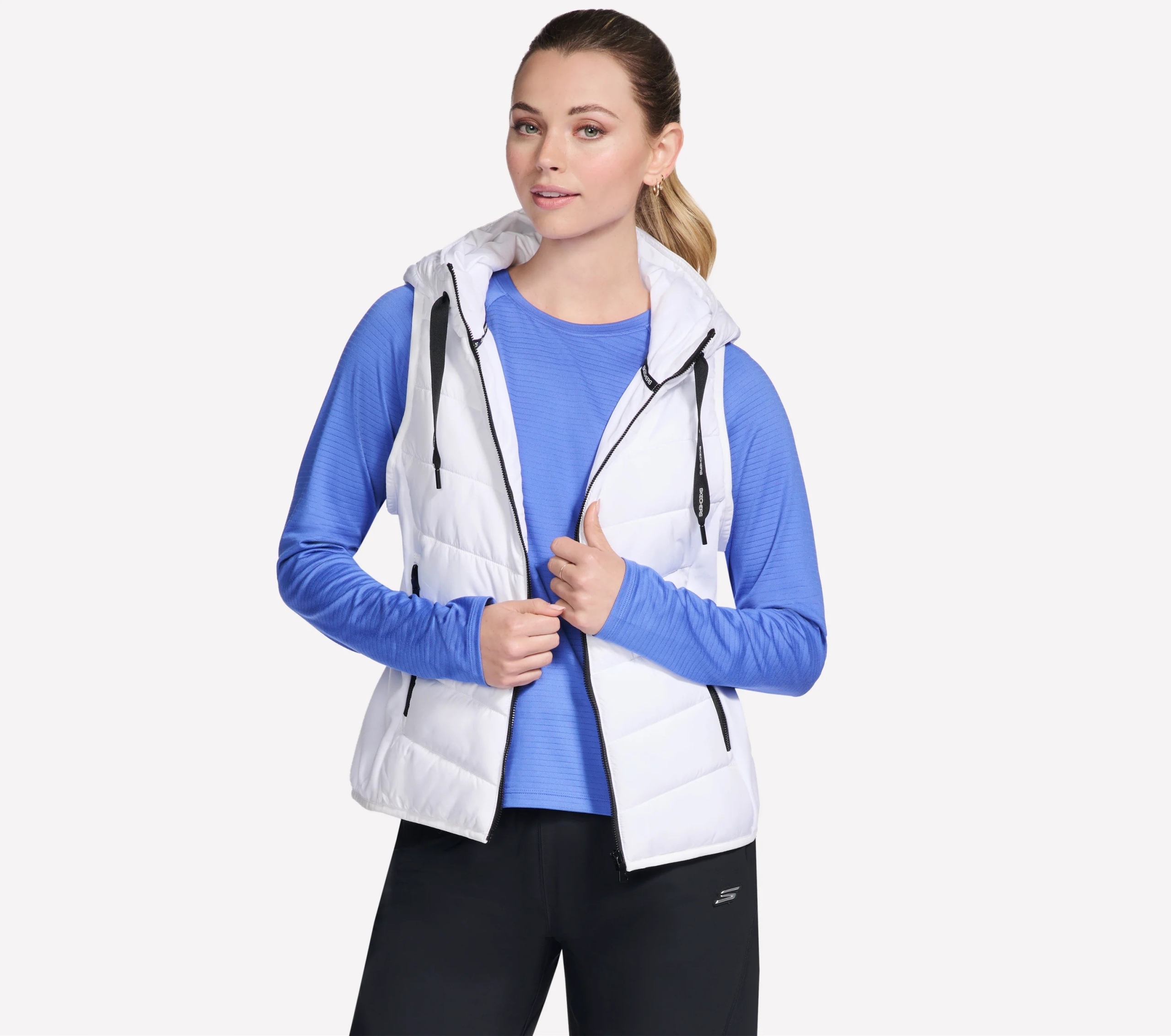 Dámská vesta Skechers Performance Elite Hooded Vest bílá JA212 Wht