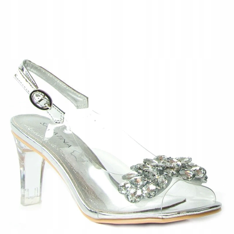 Sabatina T1014-2 Stříbrné 39 Silikonové Gelové Sandály Transparentní Dárek