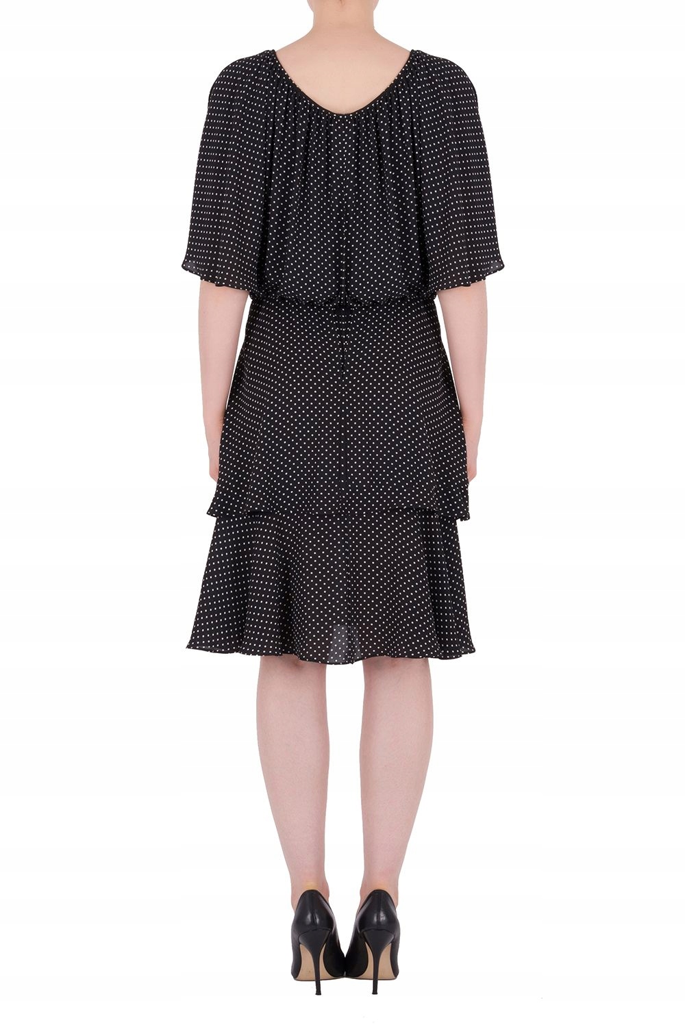 Czarna Sukienka Damska Joseph Ribkoff z Falbanami w Grochy r.40 Kod producenta 191609-272