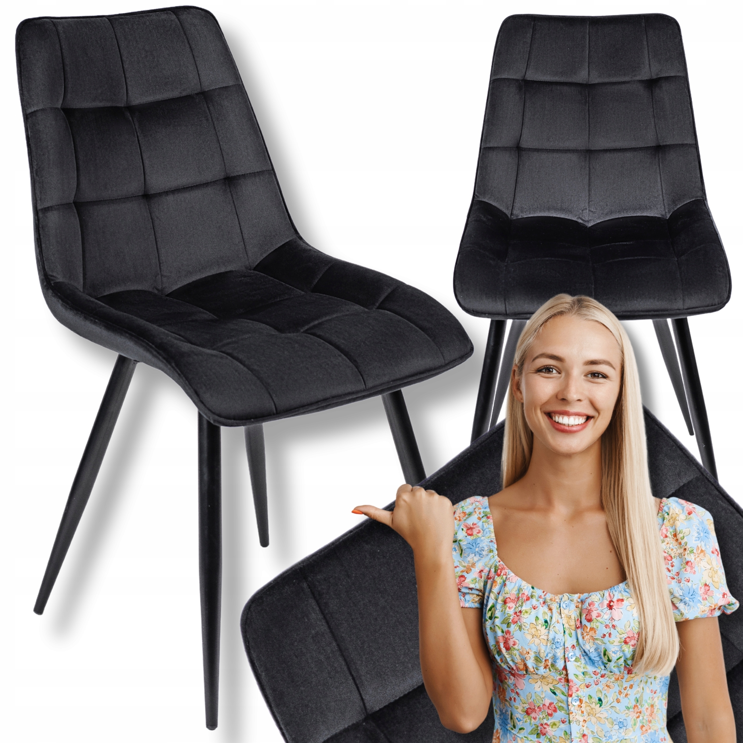 Velurové křeslo černé do obývacího pokoje Loft Velur Glamour Moderní Rio