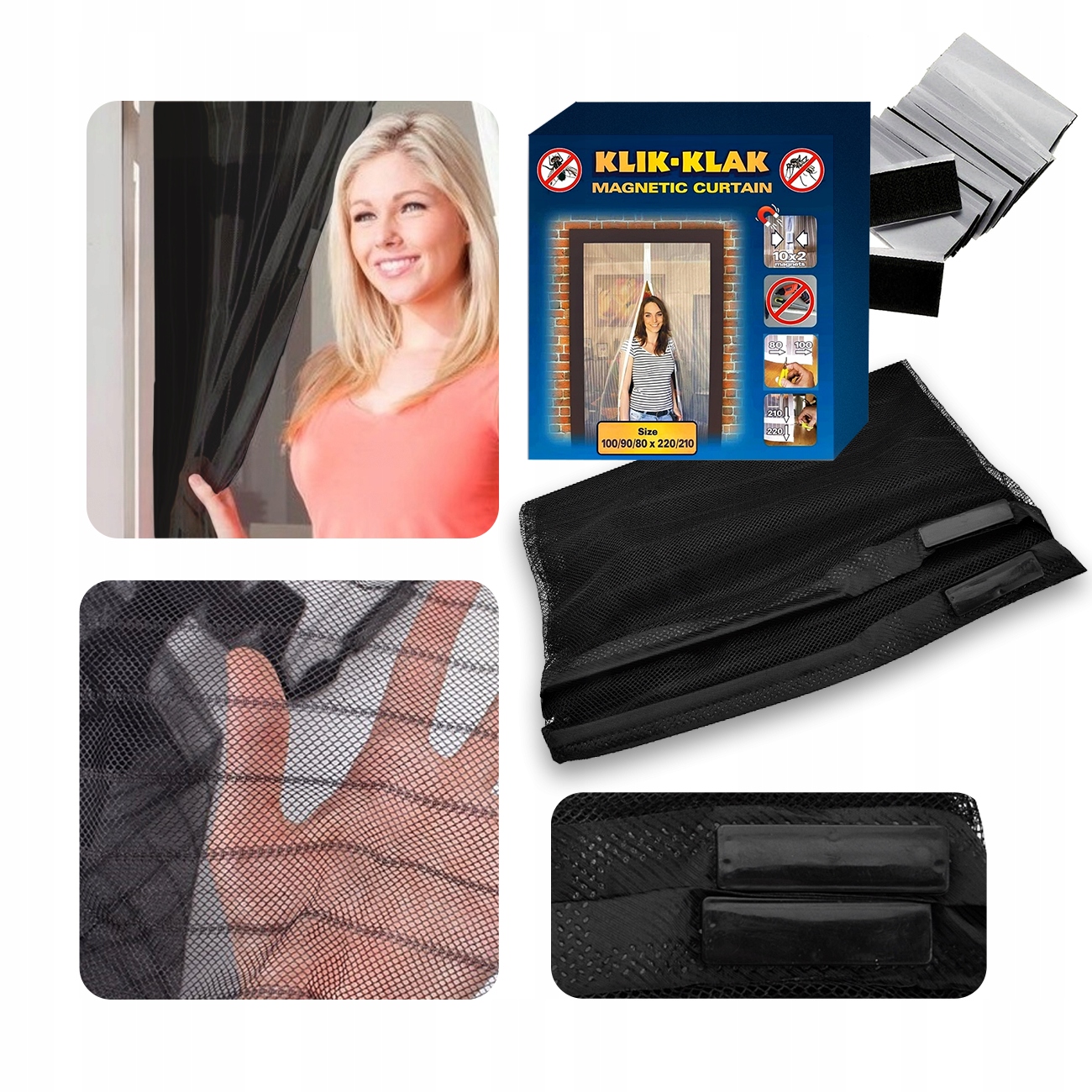 MOSKITIERA MAGNETYCZNA Na Drzwi Balkonowe 80/90/100 x 210/220 Z MAGNESAMI