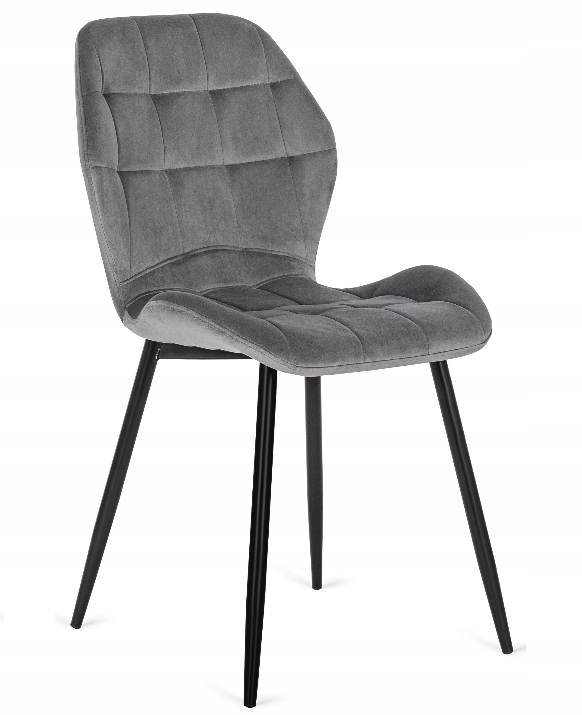 Krzesło Tapicerowane Welurowe Do Salonu Jadalni Toaletki Loft LUCKY Szare Kolor korpusu czarny