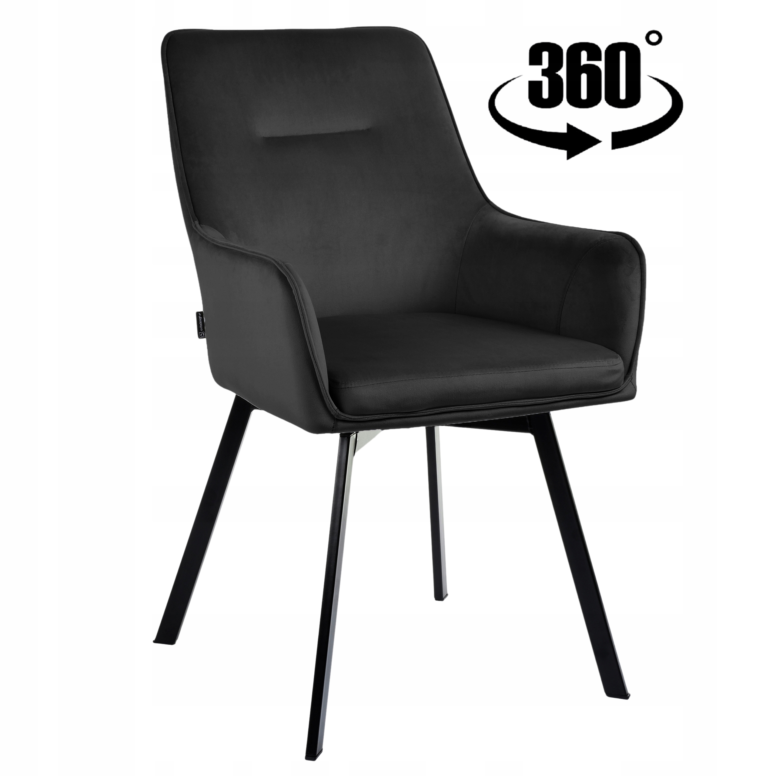 Krzesło obrotowe welurowe czarne do salonu, jadalni kuchni i biurka Swen