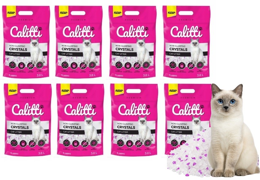 Żwirek silikonowy dla kota Crystals 8x3,8L Calitti antybakteryjny nie pyli