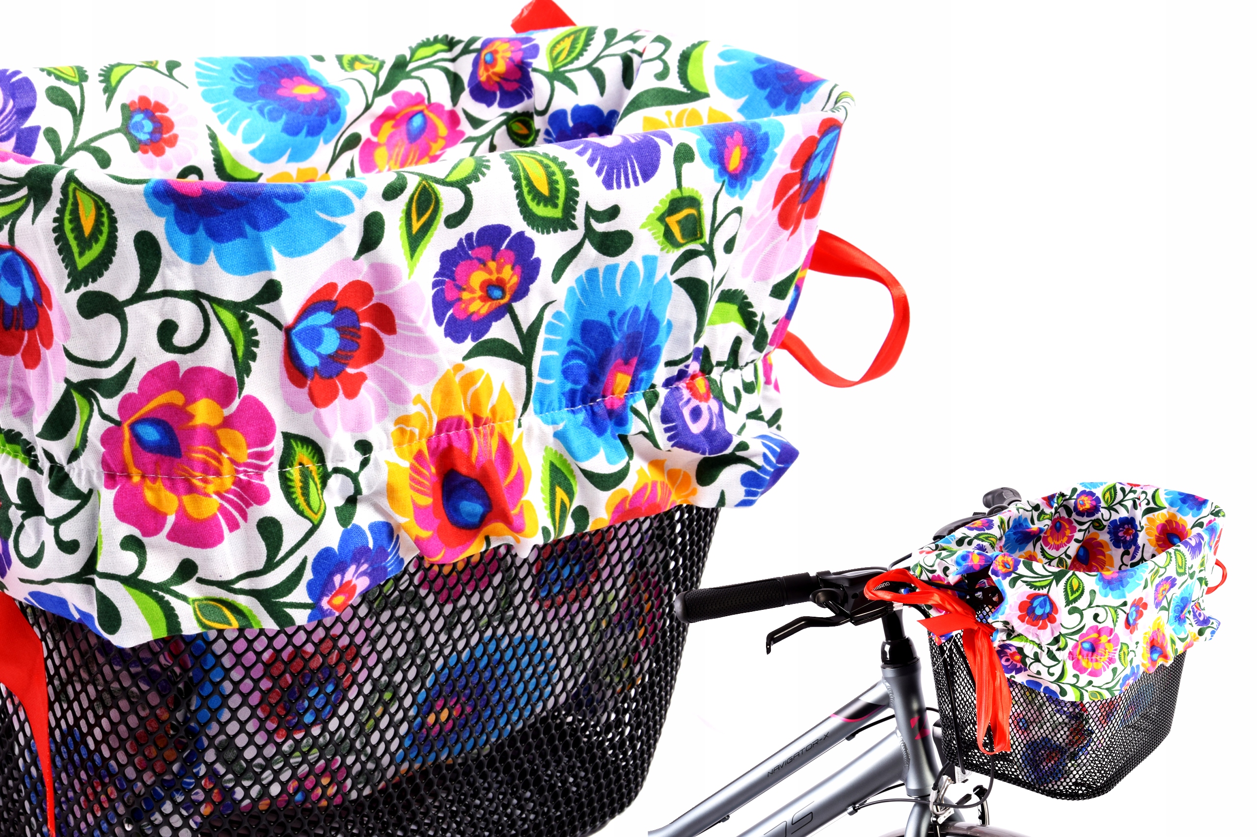 

Wkładka Do Koszyka Rowerowego folklor biały