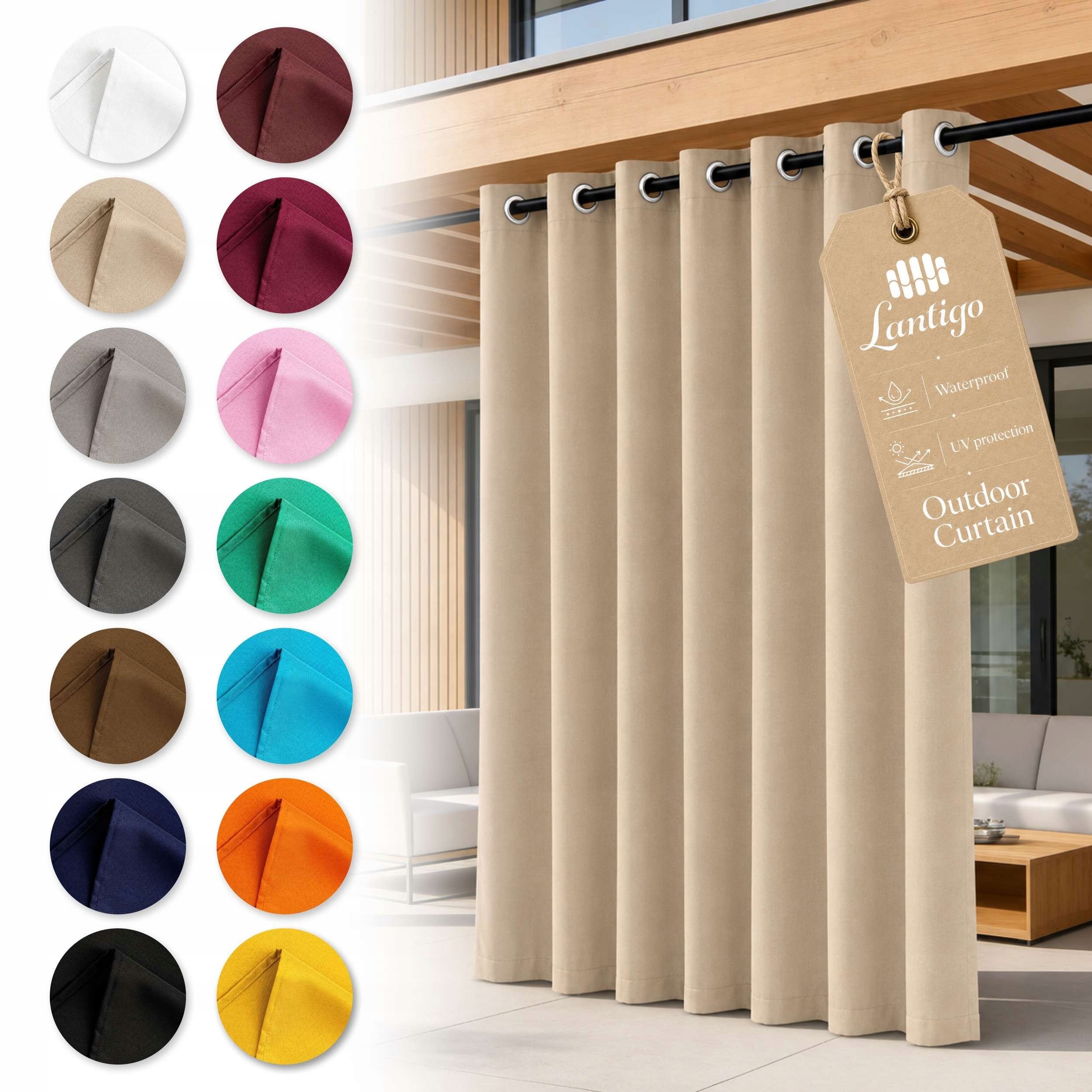 Lantigo Zahradní závěs béžová 155x260 cm Uv pergola terasa oka