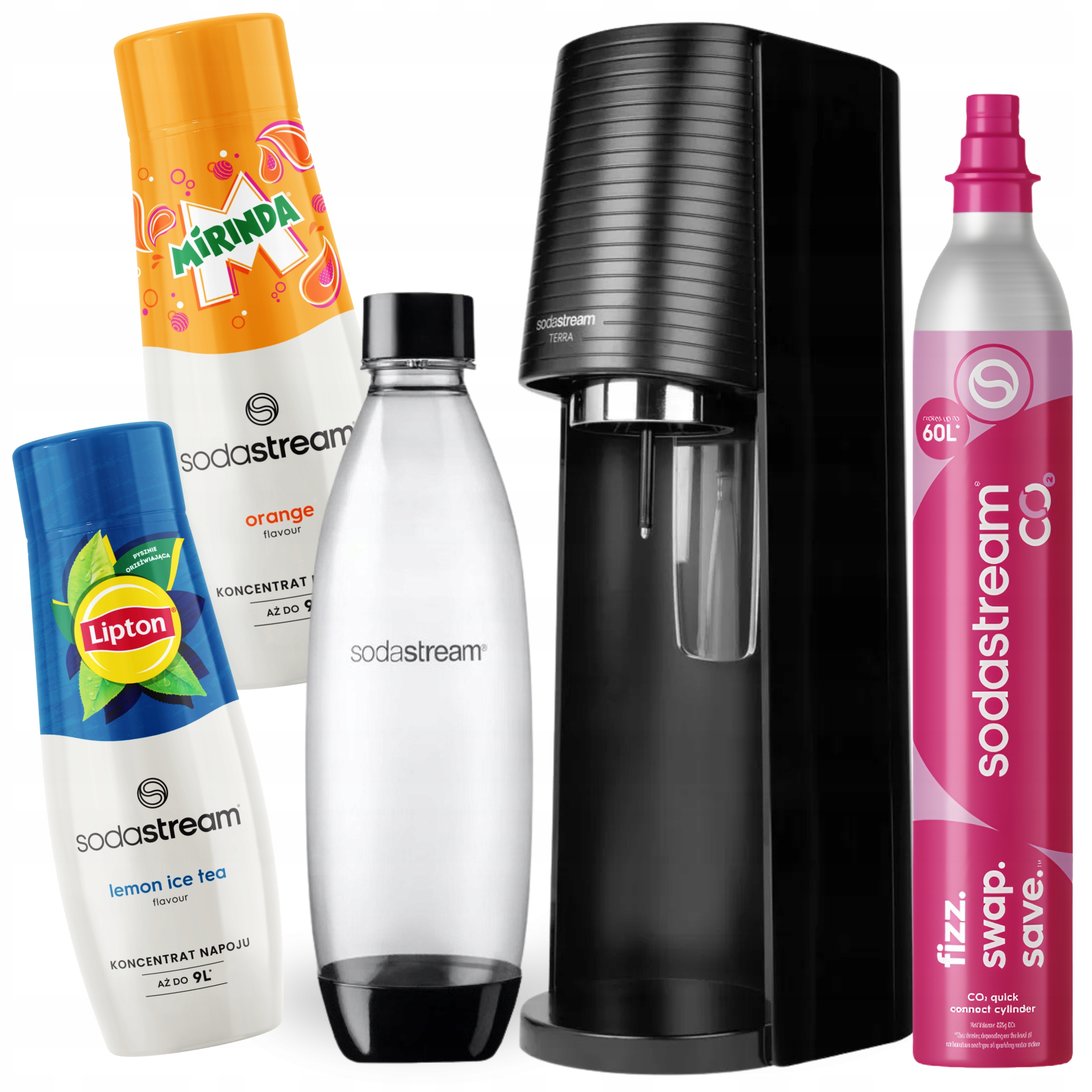 Výrobník Sody SodaStream Terra Mirinda Láhev 1 l Lipton Ice Tea Lemon