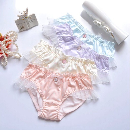 4x Mleczne Jedwabne Majtki z Falbanką Materiał dominujący inny