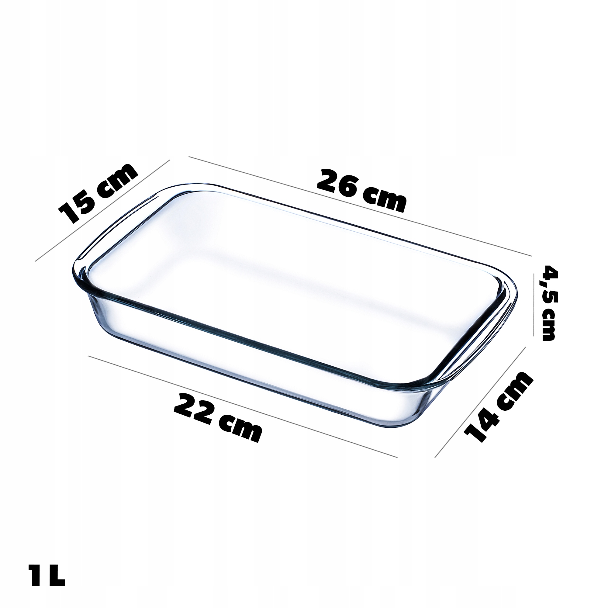 NACZYNIE ŻAROODPORNE 1L PROSTOKĄTNE SZKLANE MAŁE DO ZAPIEKANIA Kod producenta K8980