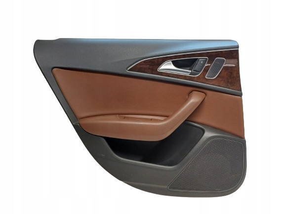 AUDI A6 C7 10- BOCZEK TAPICERKA DRZWI LEWY TYŁ SKÓRA BRĄZ