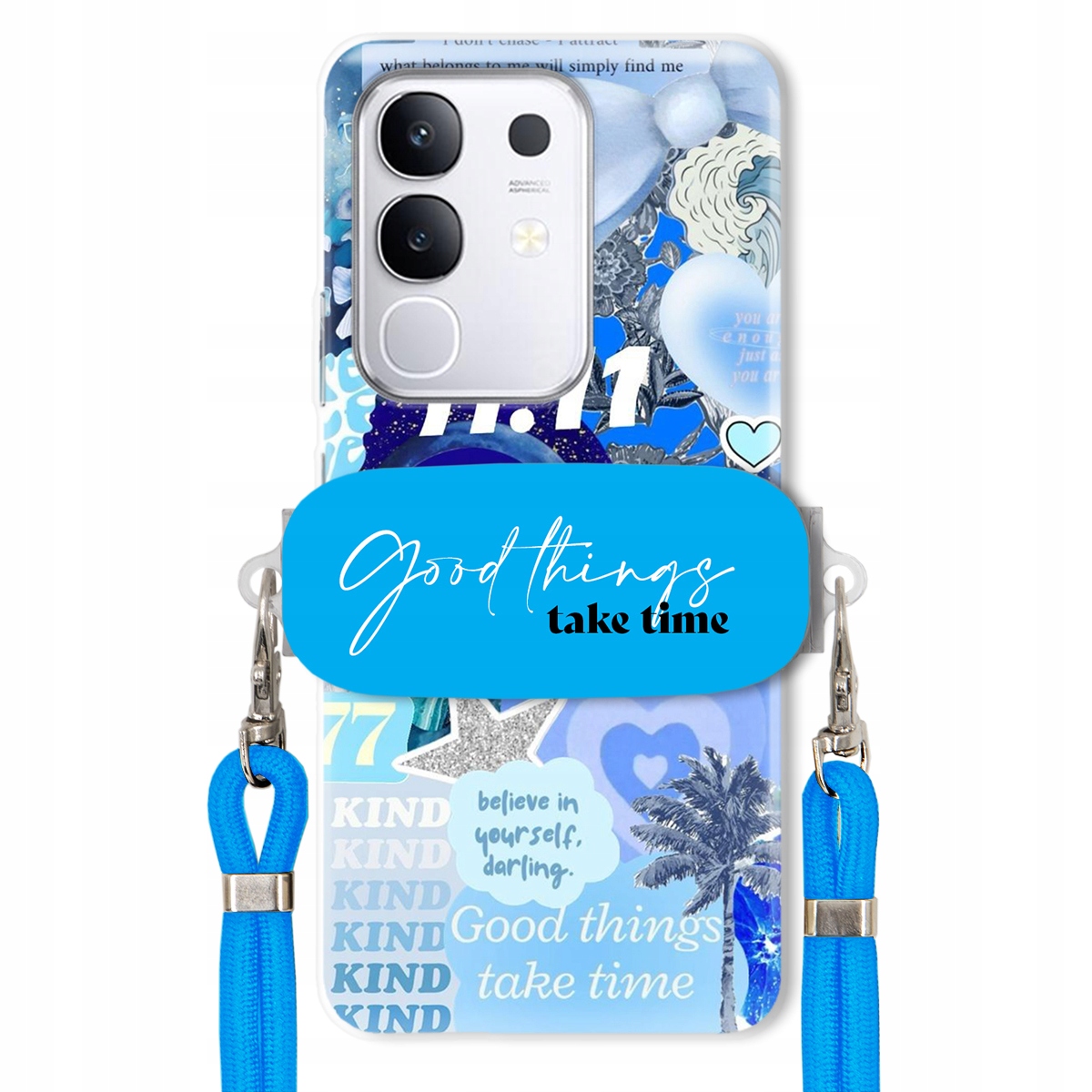 pouzdro na Vivo Y29 4G Držák Crossbody vodítko Good Things Take Time Lata