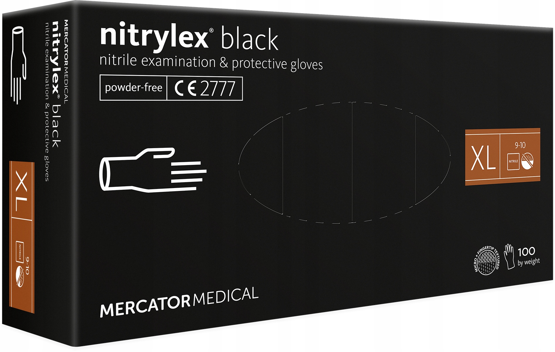

Rękawiczki nitrylowe czarne Mercator r XL 100 szt.
