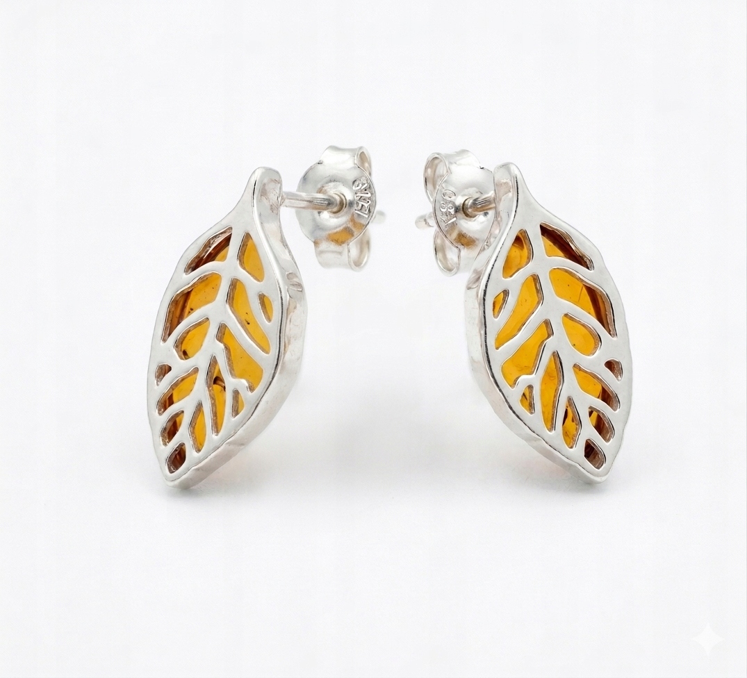 Stříbrné Náušnice S Jantarem Dárek Pro Ženu