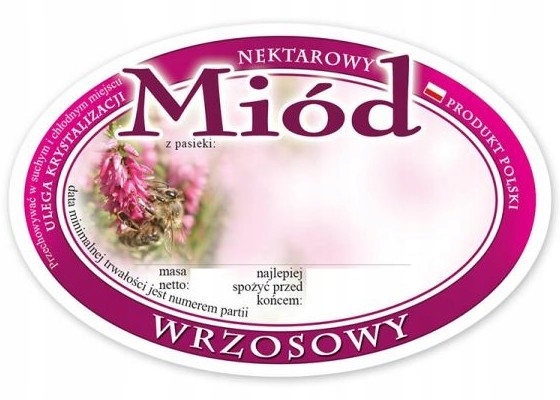 

Etykieta naklejka na miód (92x60) Wrz 100szt E307