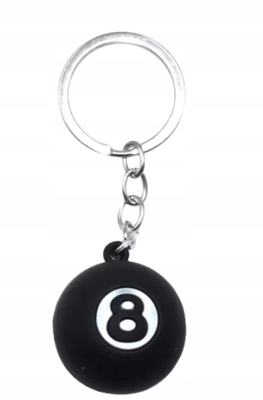 Breloczek Kula Bilardowa Czarna Bila Ośemka Szczęście Fart Bilard Stół Kij