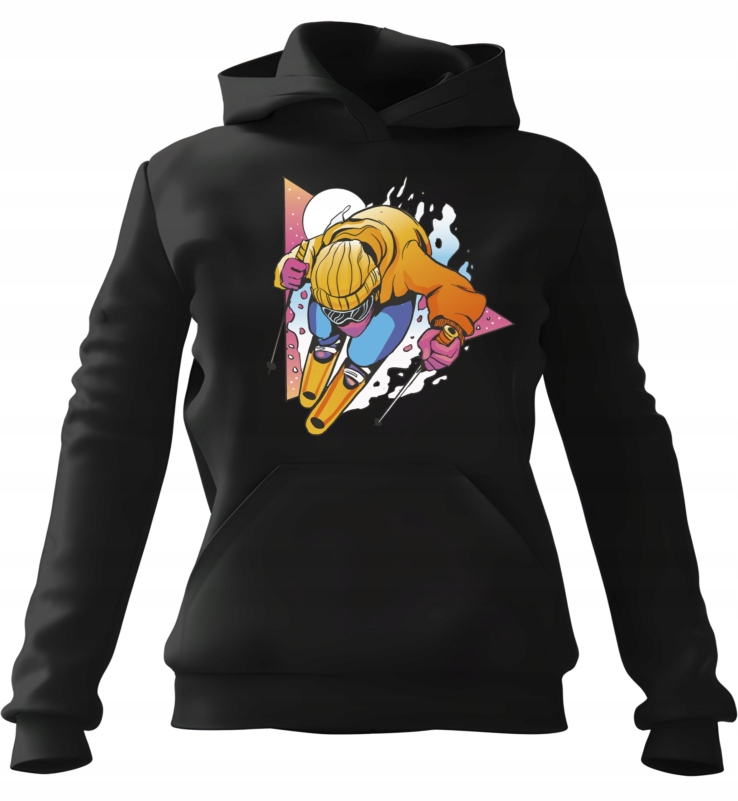 pánská mikina s kapucí Retro Lyžař Černá 2XL Pro něj Chlapa Manžela Chlapa