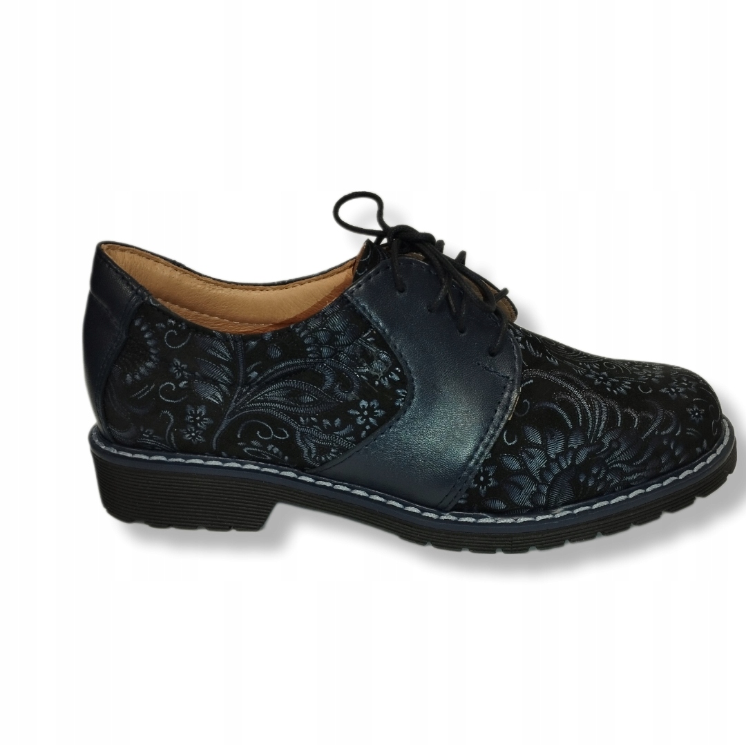 Barevné polobotky Andy kožené vel.36 námořnická modrá květy