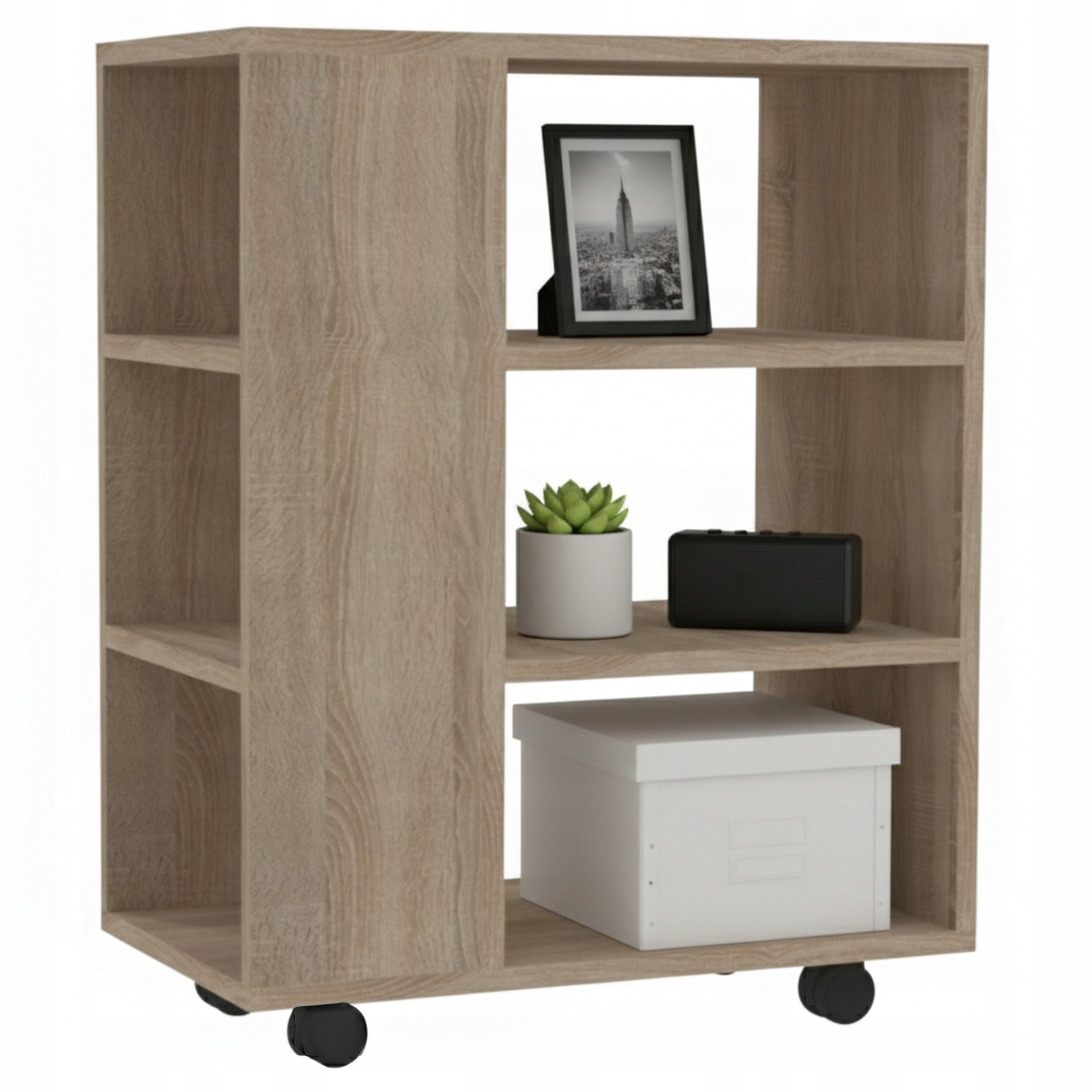 Regál Na Kolečkách skříňka s kolečky dřevěná 70x60x35 Dub Sonoma