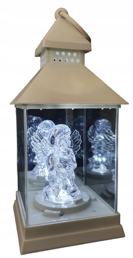 

Latarenka Led Z Aniołkiem Na Baterie Lampion Biała