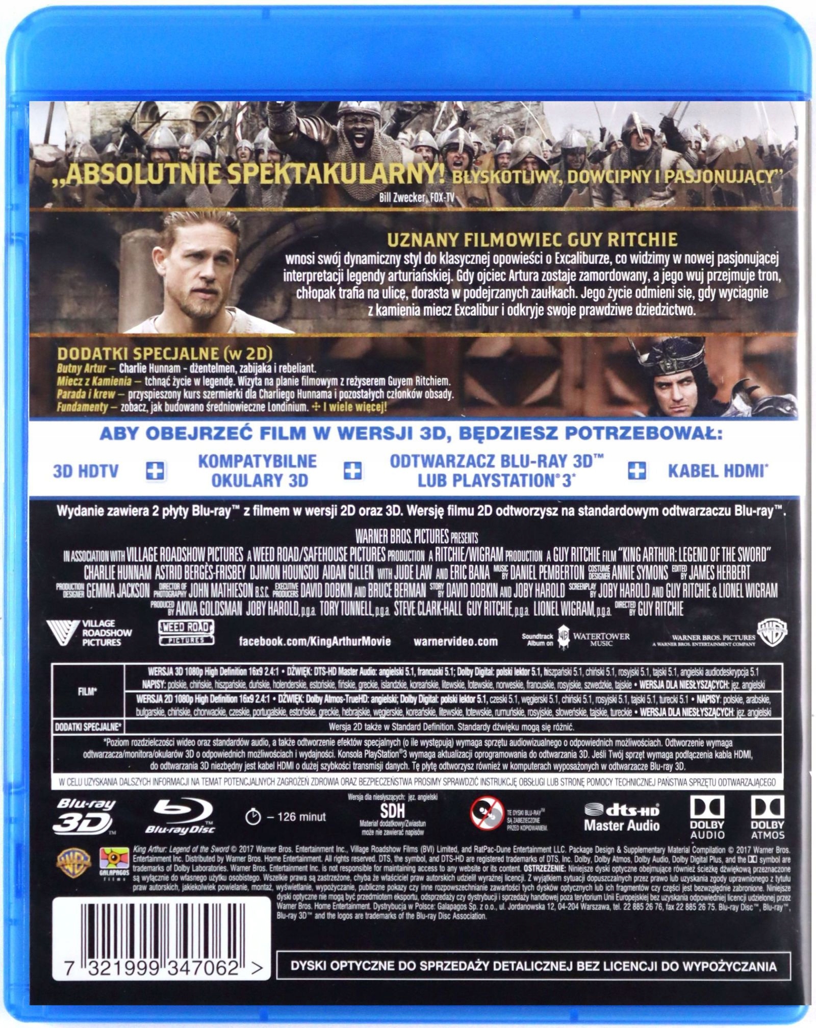 KRÓL ARTUR: LEGENDA MIECZA (BLU-RAY 3D)+(BLU-RAY) Stan opakowania oryginalne