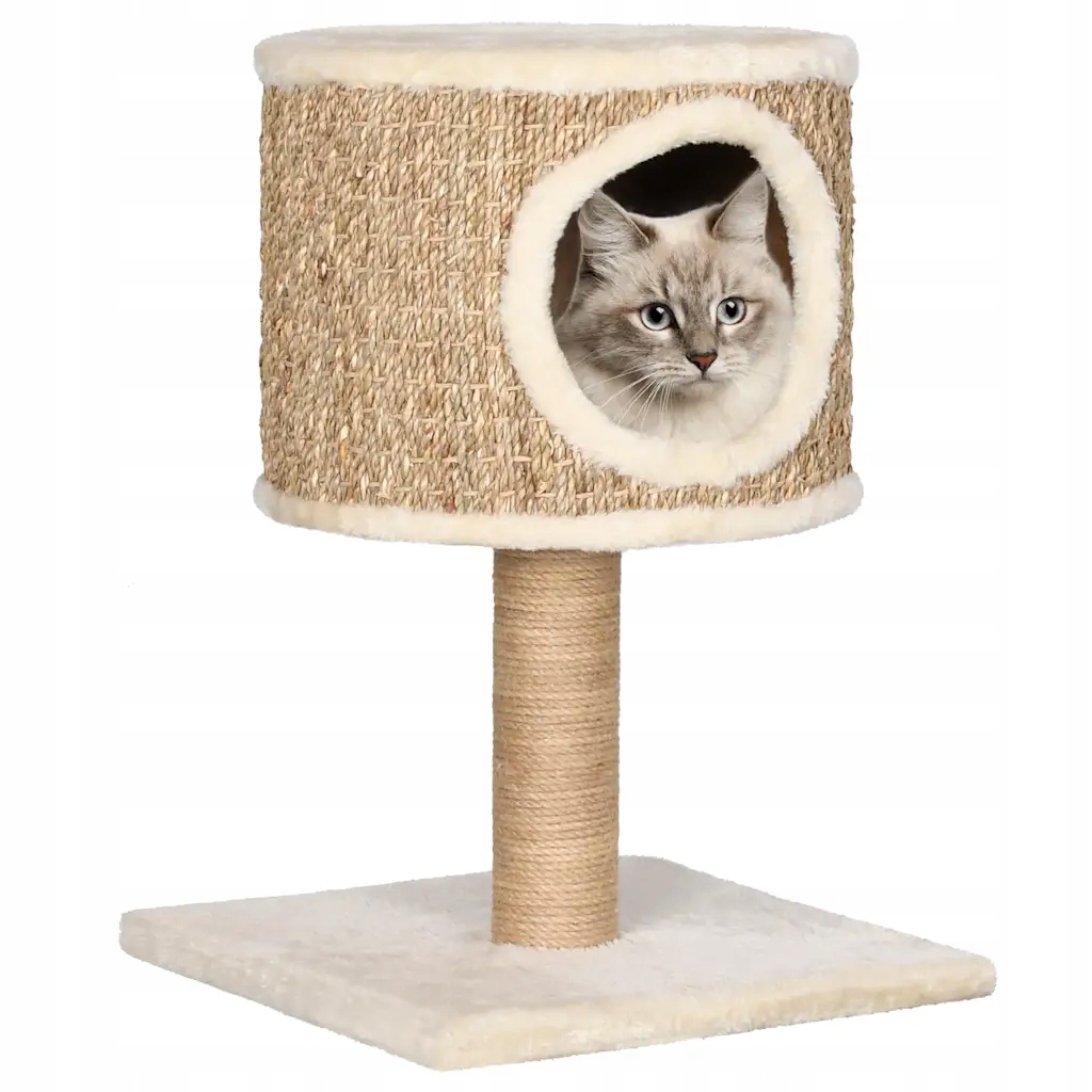 Levně Škrabadlo pro kočky s pelíškem a sloupkem, 52 cm, tráva