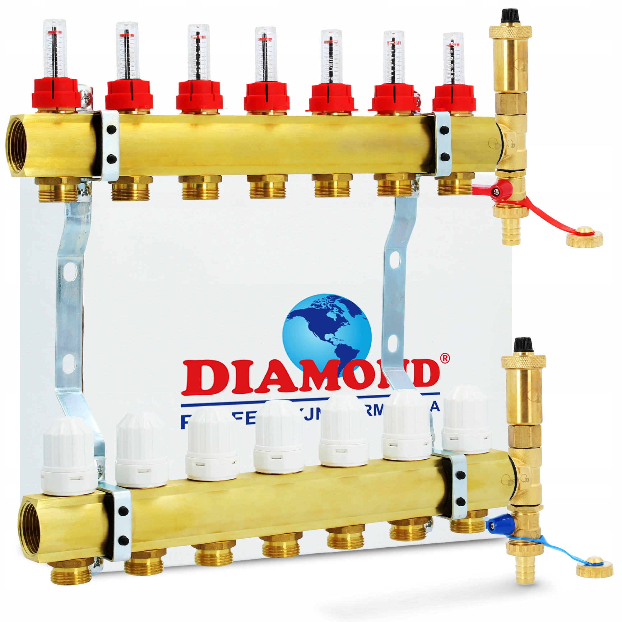 Rozdeľovač Podlahovky Podlahového kúrenia 7 Obvodov Voda Odvzdušňovač 4F-P