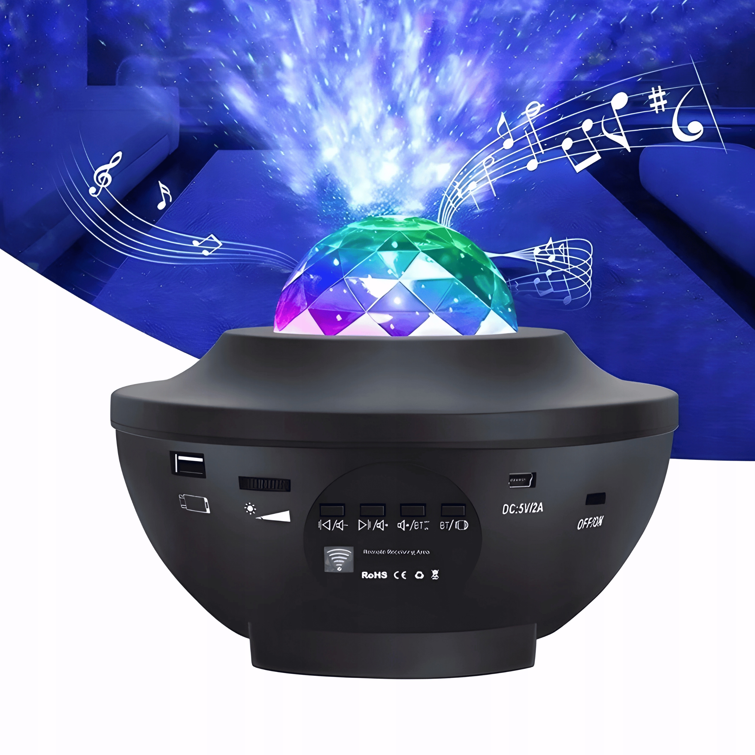 PROJEKTOR GWIAZD LAMPKA NOCNA LED GŁOŚNIK USB RZUTNIK NIEBA PILOT BLUETOOTH Płeć chłopcy dziewczynki unisex