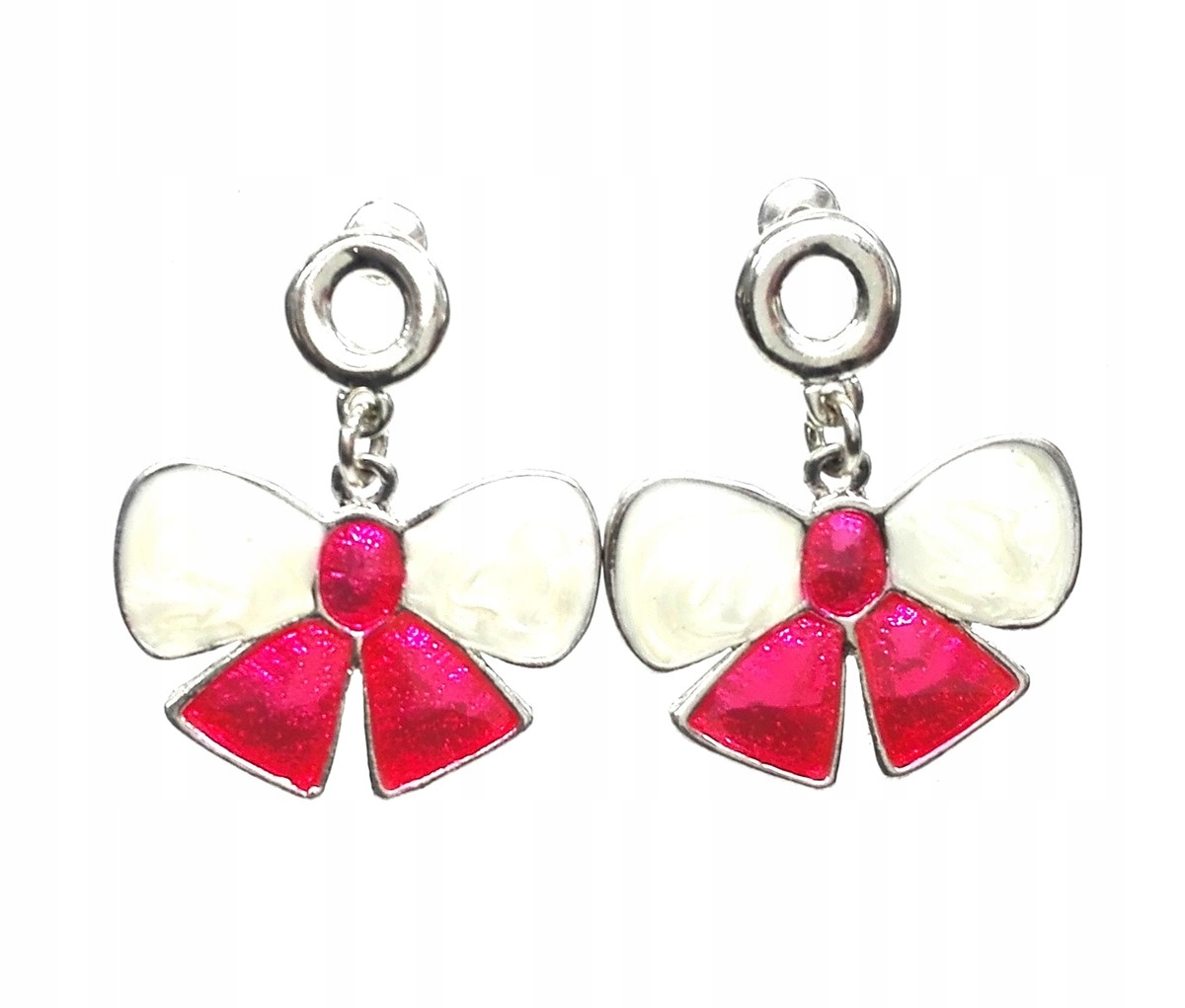 

Kolczyki wiszące kokardki różowe kokarda