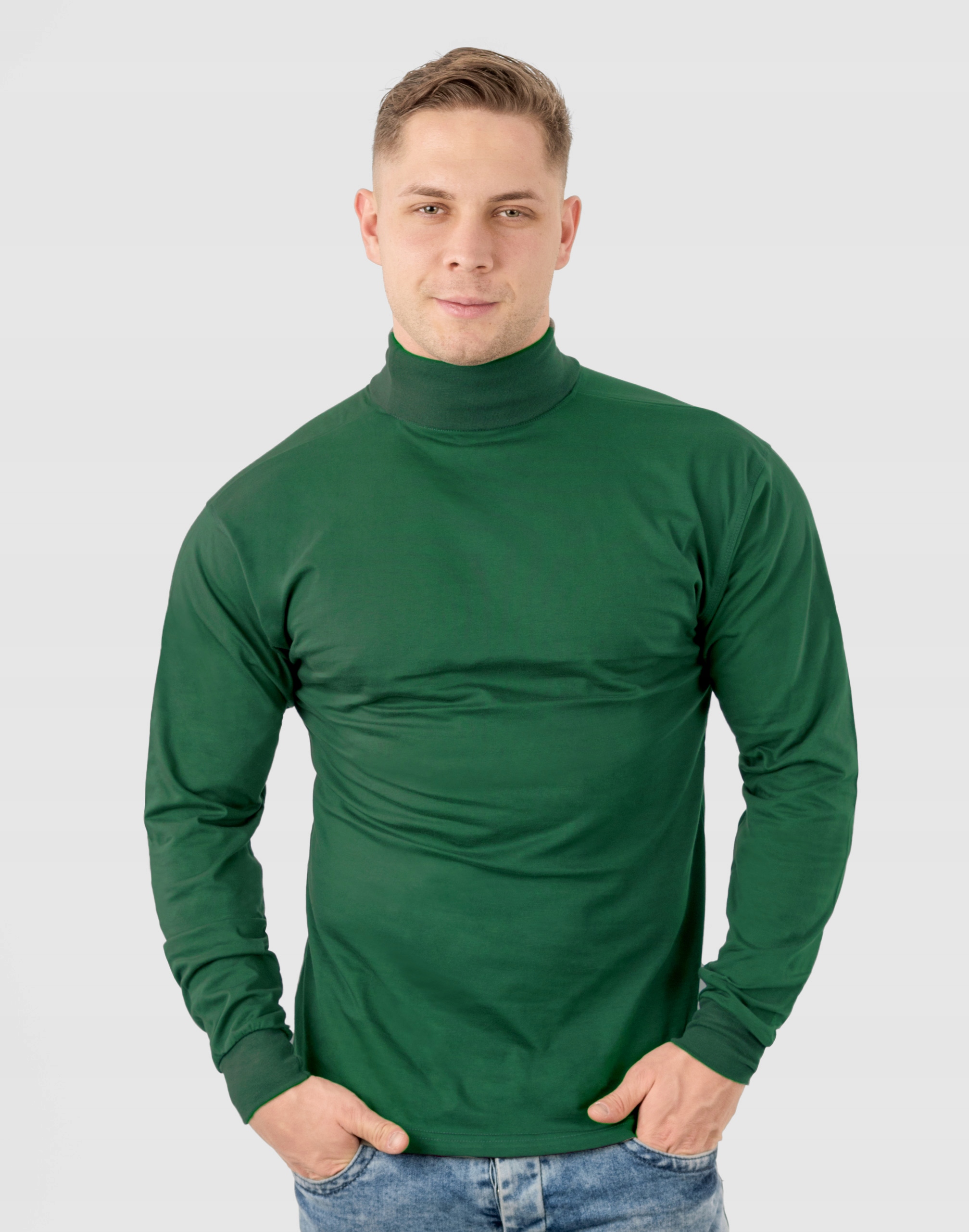 Elegancki Sweter Golf Męski Golfy WXM 4XL zielony Marka inna