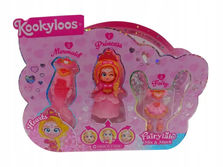 LALKA KOOKYLOOS HEARTS FAIRYTALE 3 STROJE AKCESORIA PRZEBIERANKI 3+