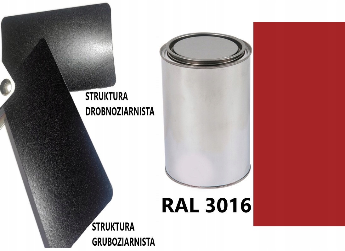 STRUKTURA GRUBOZIARNISTA RAL 3016 MAT 05-08 % DO PLASTIKU METALU AKRYL 1L