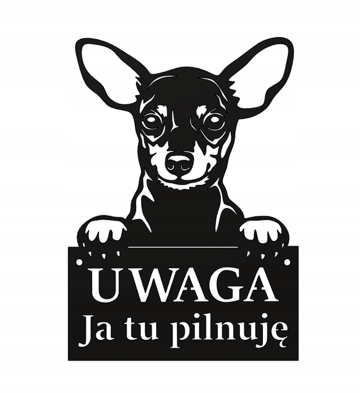 Tablica UWAGA PIES JA TU PILNUJĘ czarna