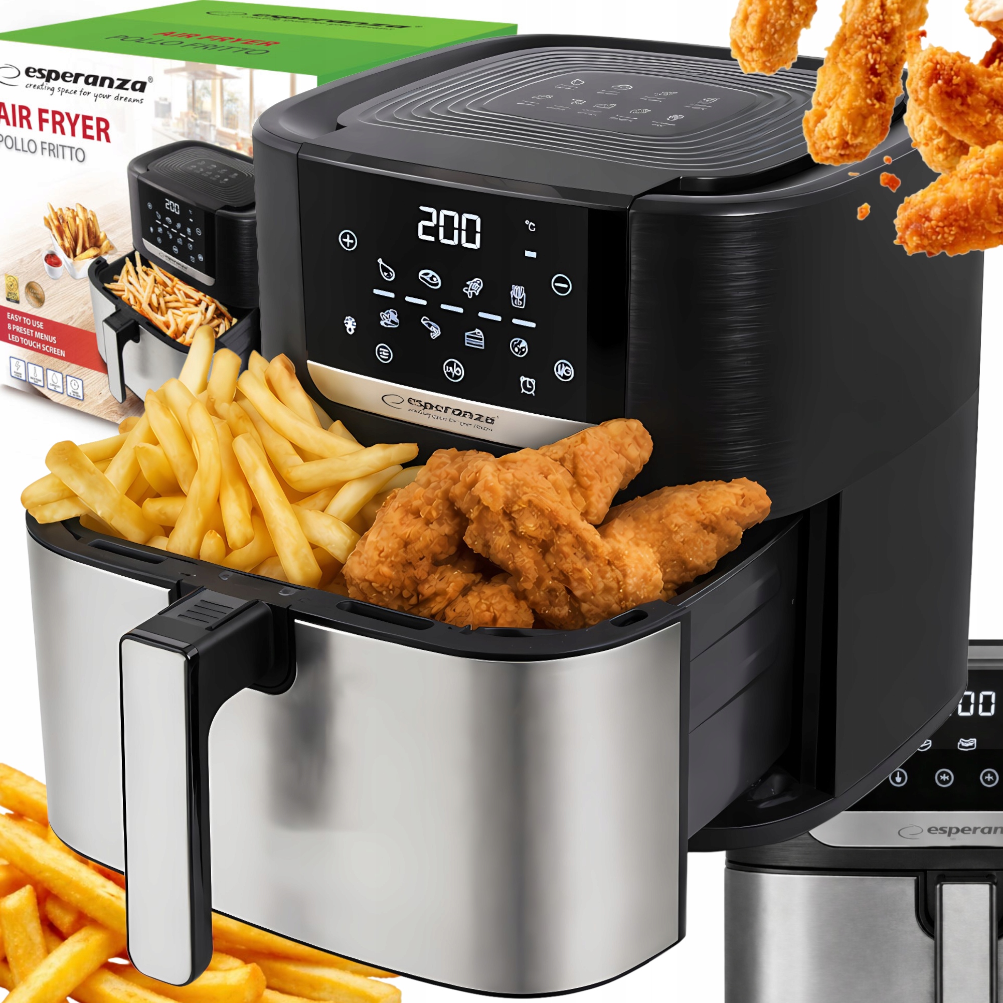 Beztuková Fritéza Air Fryer Velká 8 Programů 8 L 1700 W