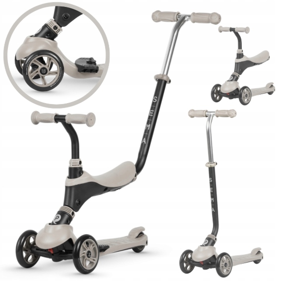 Hulajnoga dla dzieci 3-kołowa Led Qplay Sema 3w1 Beige 3+ Beż
