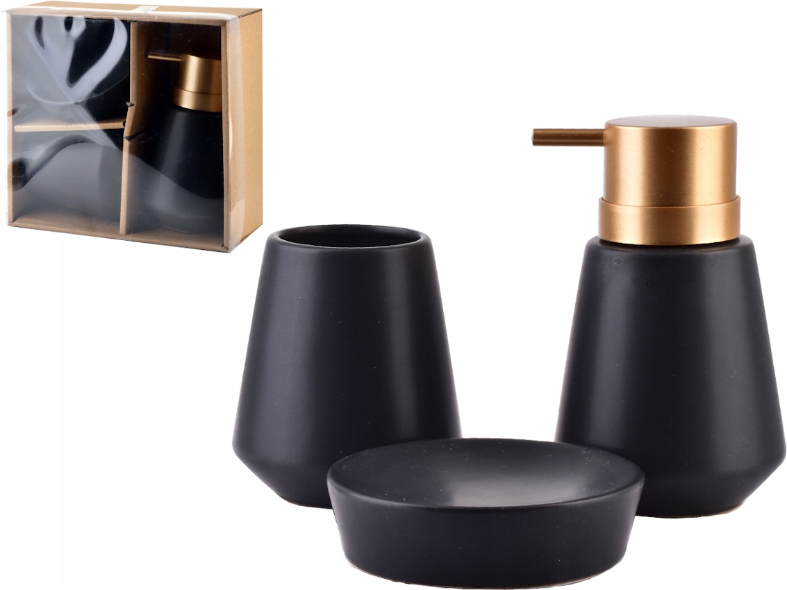 

Zestaw łazienkowy Dozownik Mydelniczka Kubek Black