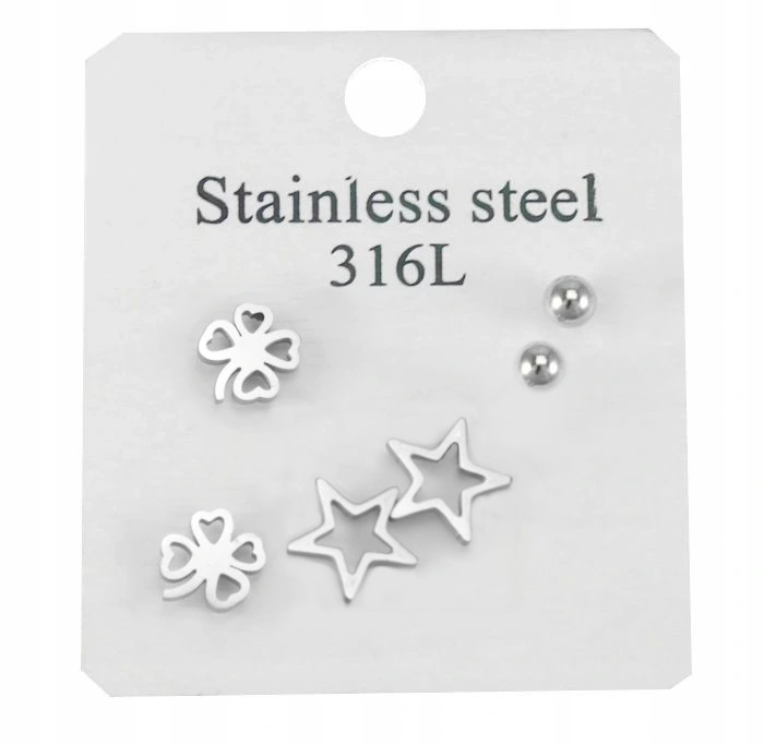 

Kolczyki Srebrne Stal Chirurgiczna 3 Pary 3