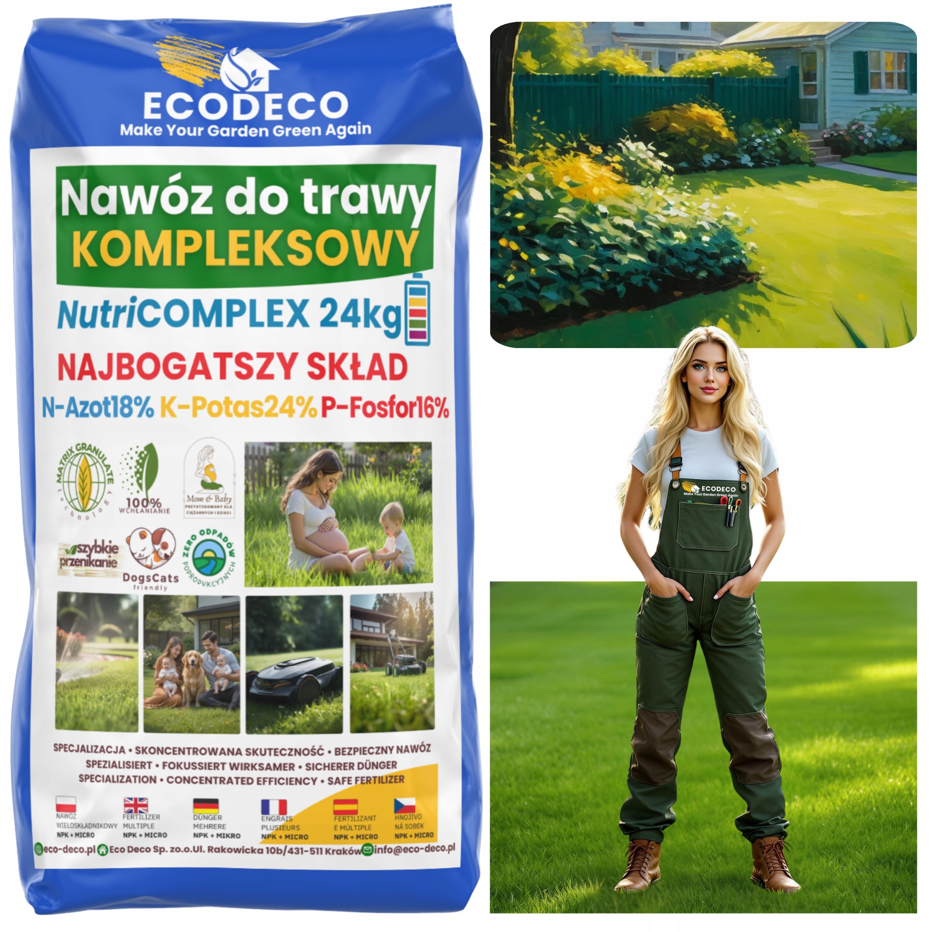 Nawóz Wieloskładnikowy 24 kg Complex Trawnik Hydrocomplex Uniwersalny Trawy