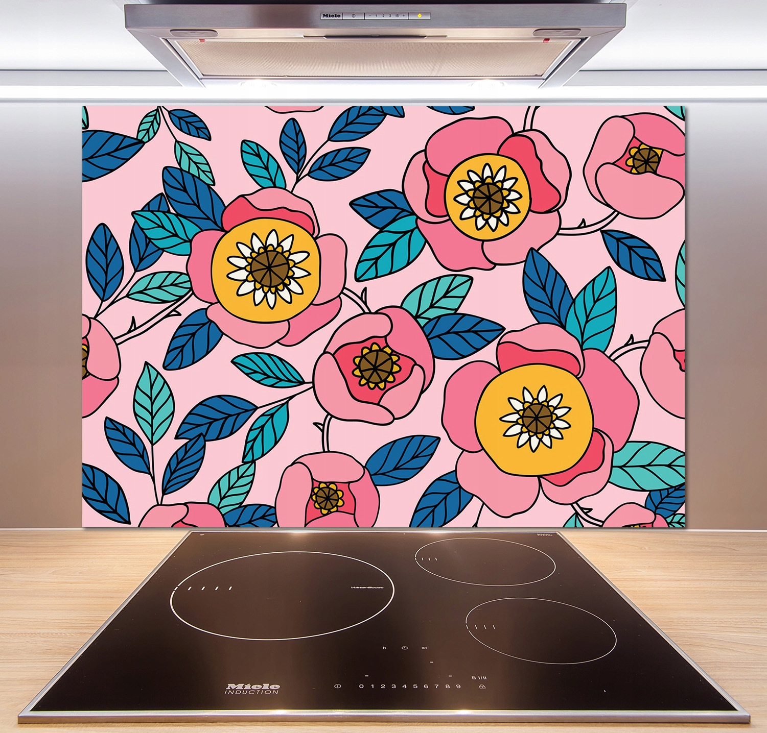 

Panel do kuchni Różowe kwiaty 100x70 cm + Klej