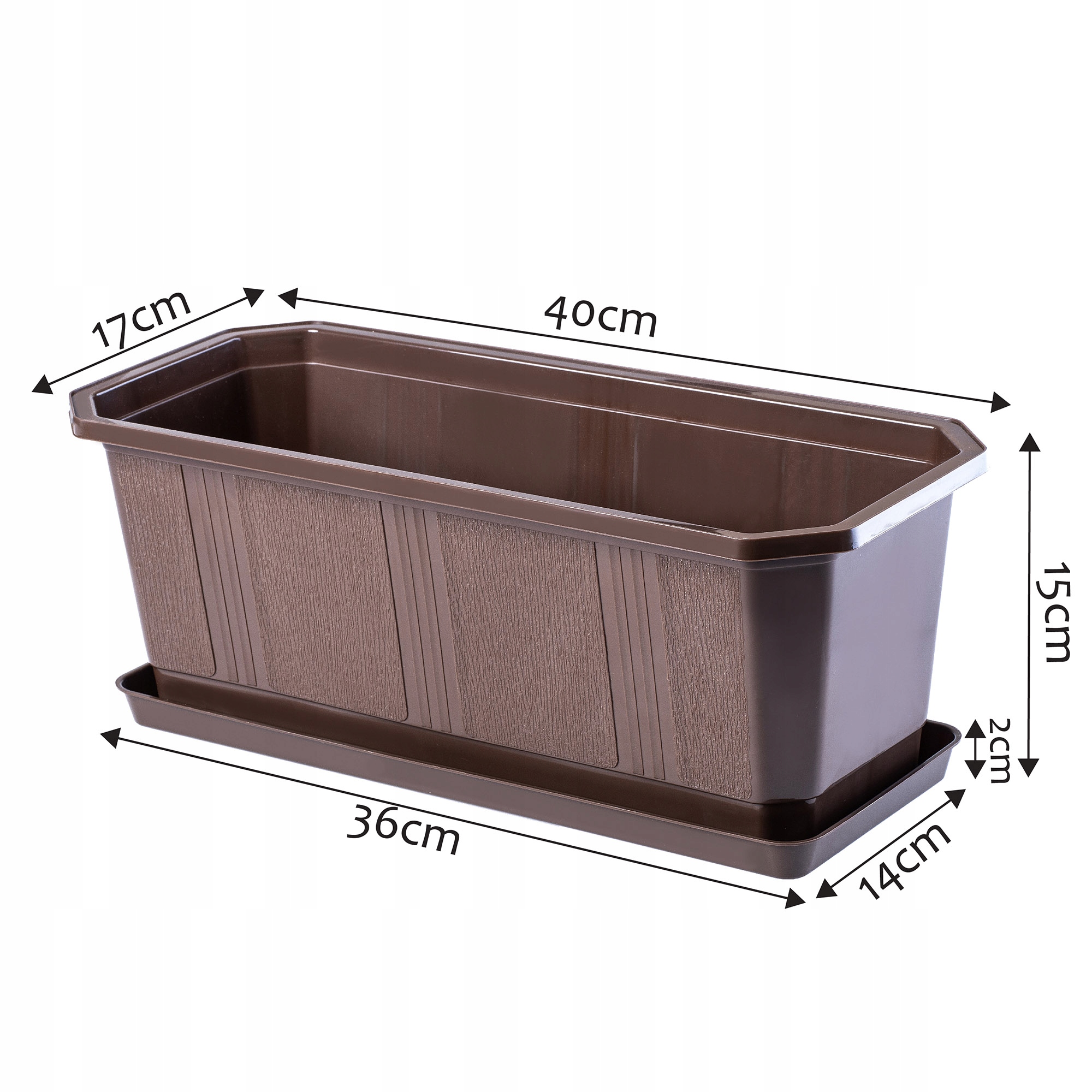 DONICZKA DONICA BALKONOWA + PODSTAWKA 40CM BRĄZ Marka Kadax