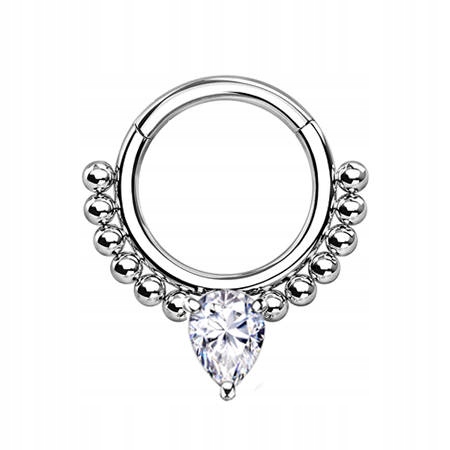 

Kolczyk kółko srebrny z cyrkonią septum 1,2/8