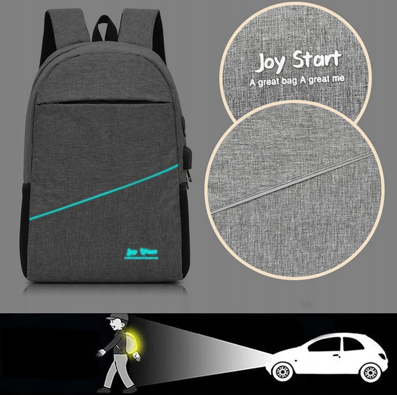 PLECAK SZKOLNY USB TORBA NA RAMIĘ PIÓRNIK 3w1 Wielkość duża (mieszcząca A4)