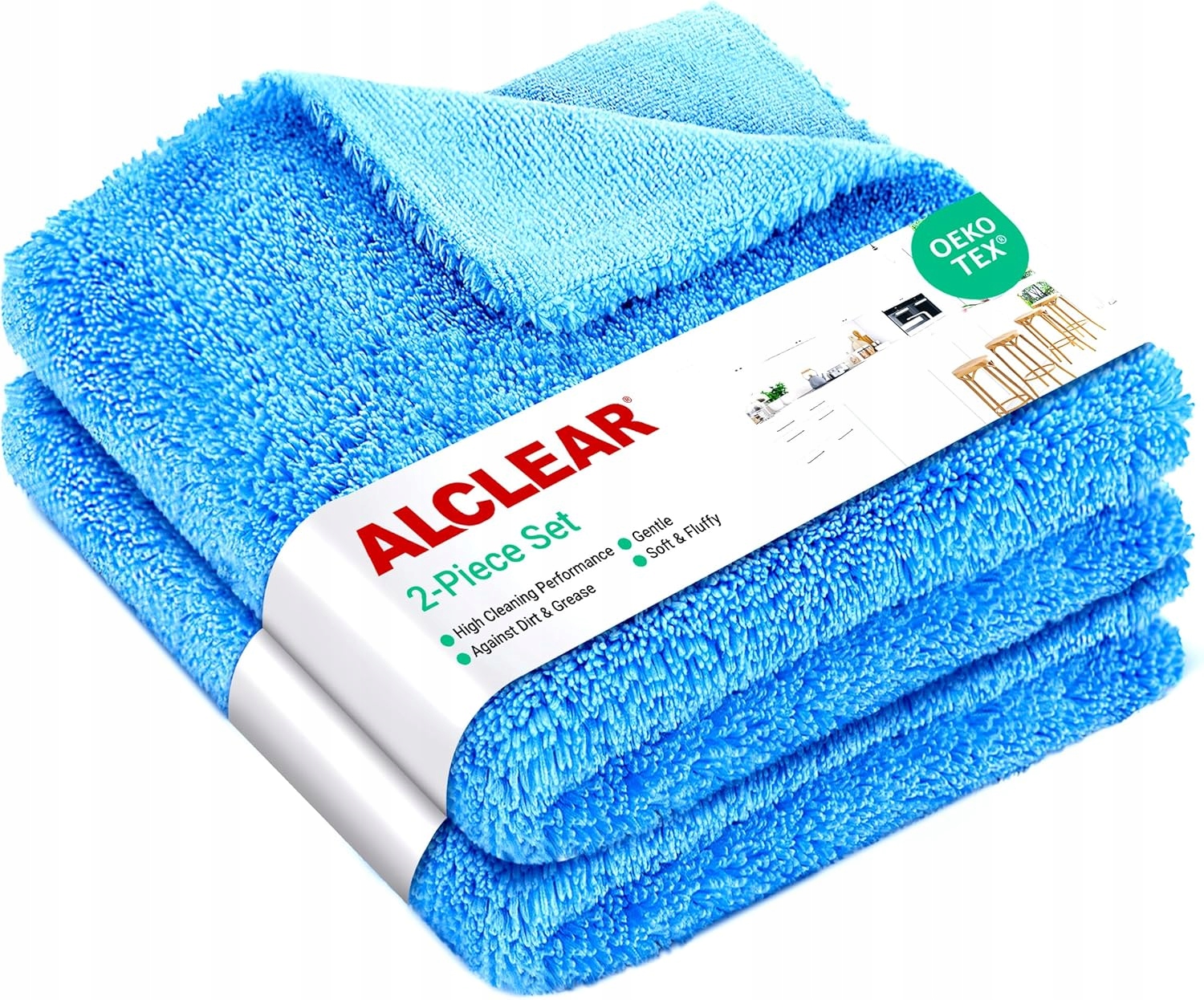 Alclear Mikrovláknové utěrky Kuchyně Vysoký lesk Modré 2 kusy