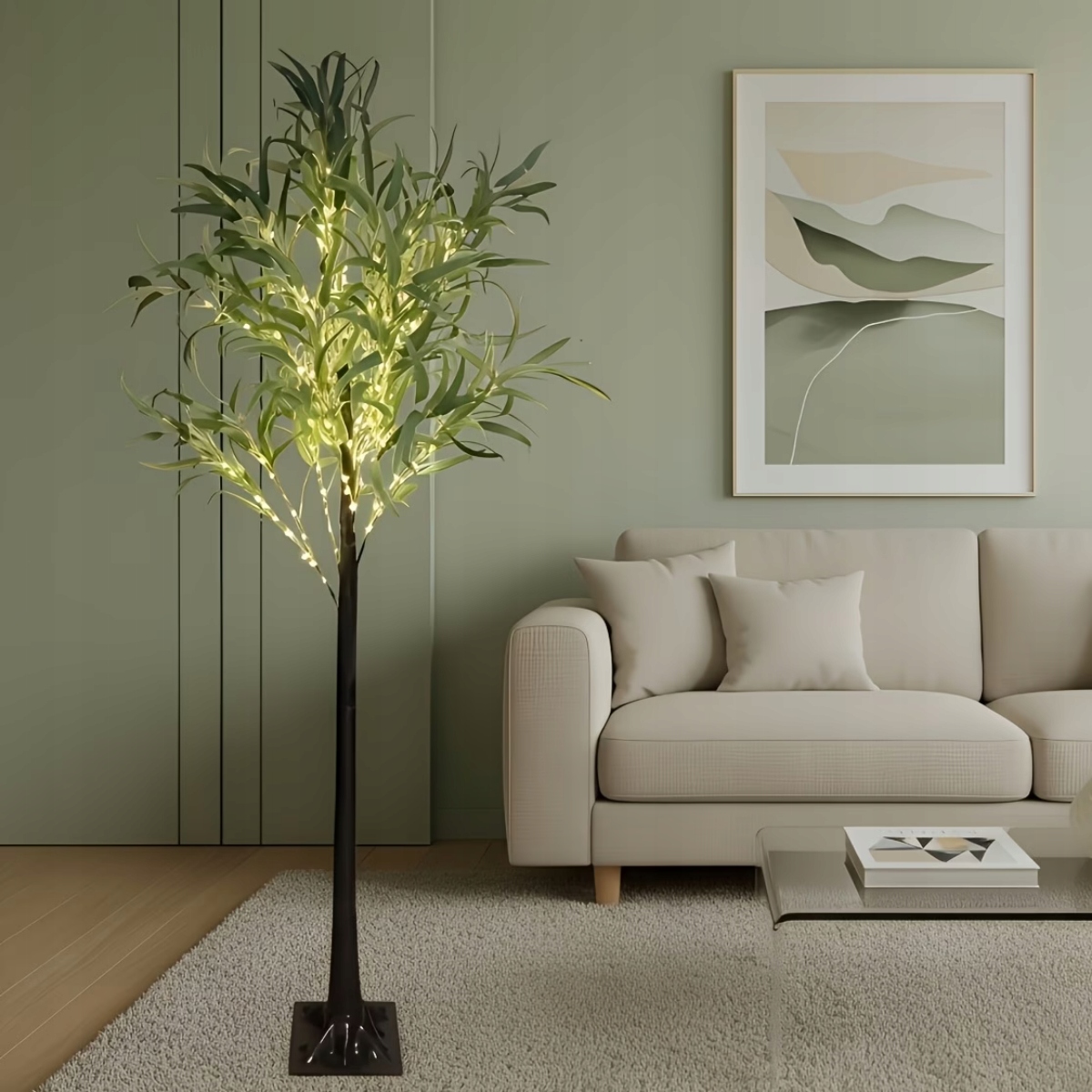 Lampa Nočná lampa Led strom Veľký olivovník fikus listy 180 cm 1,8M