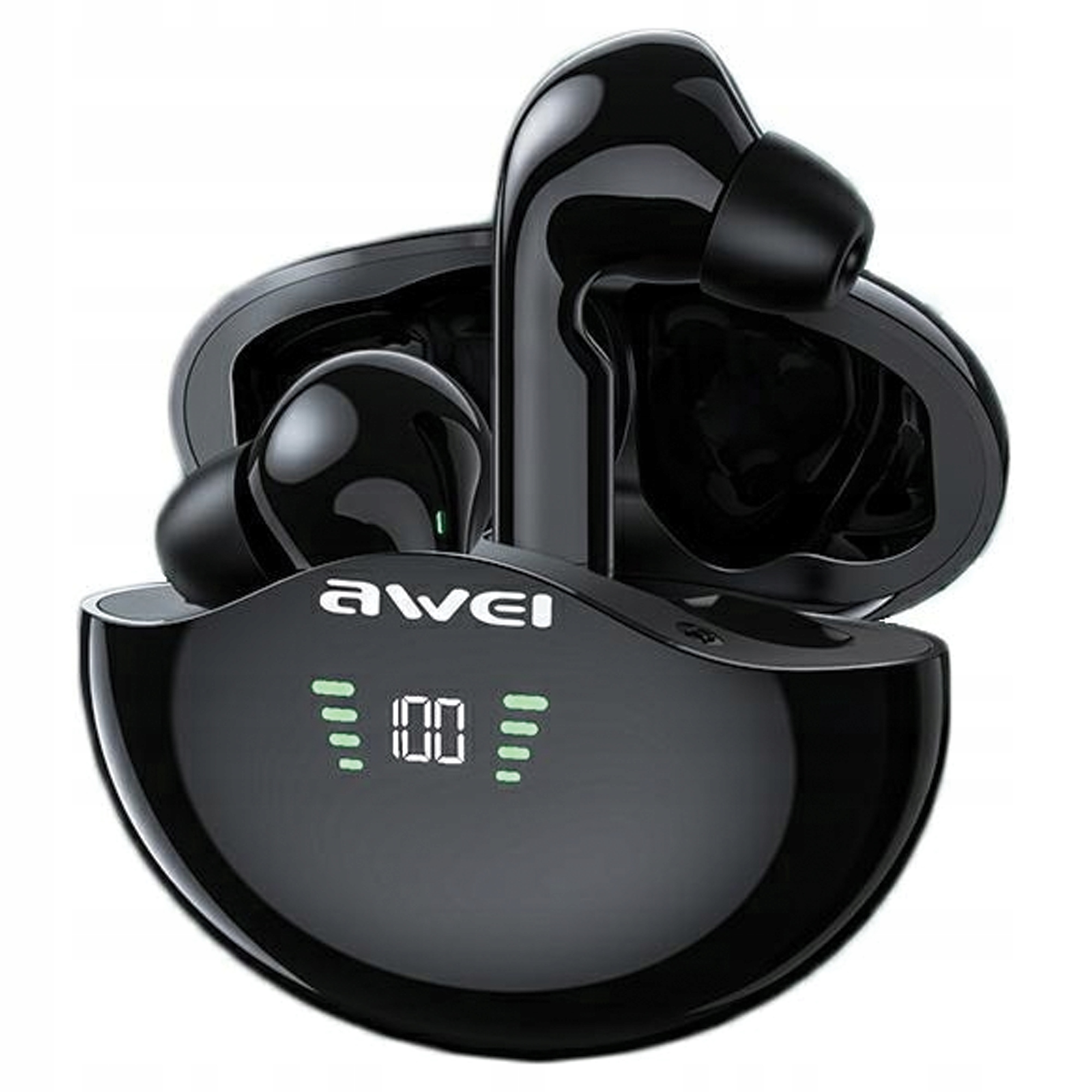 Awei sluchátka Bluetooth 5.3 T12P Tws+ dokovací stanice černá/černá