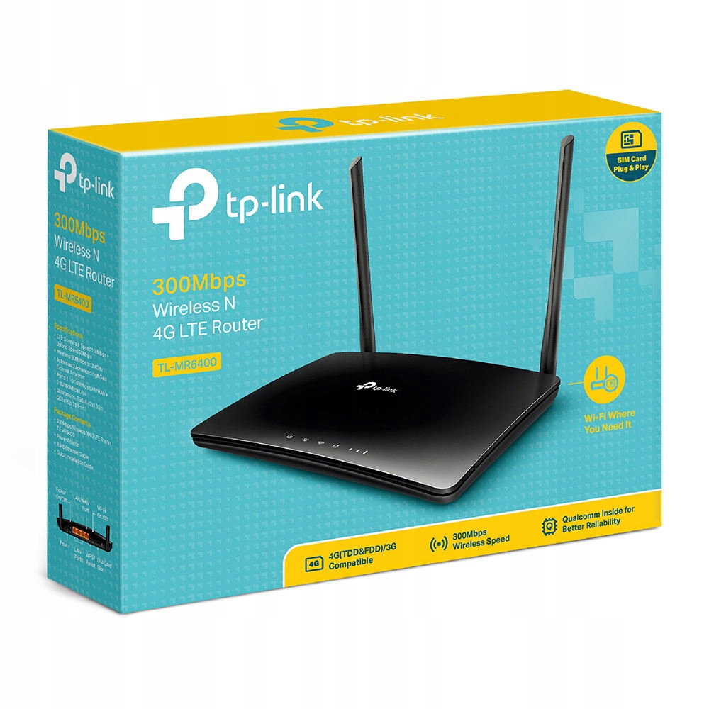 TP-Link TL-MR6400 4G Lte WiFi N Router, 4x Fe ports