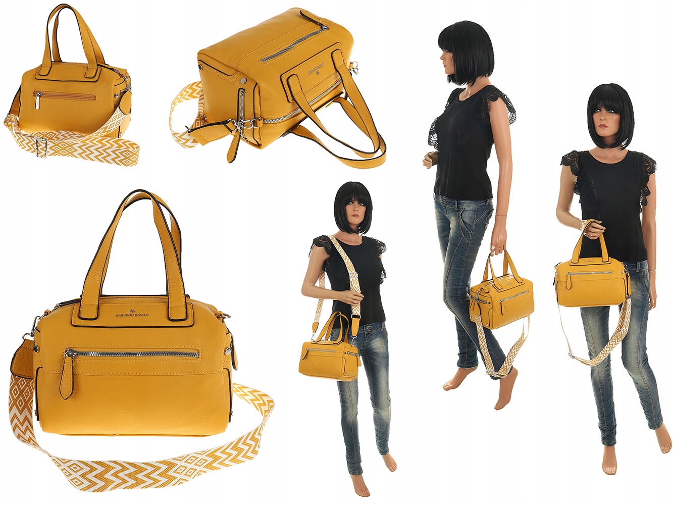 ANTONIO BASILE Torebka damska kuferek żółty listonoszka AB9969 Yellow Marka inna